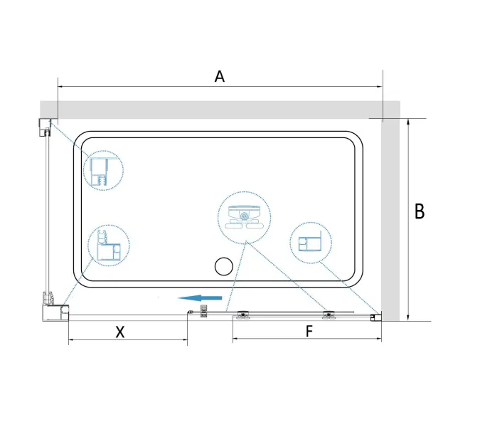 Душевой уголок RGW CL-48-1B (CL-14B + Z-060-1B), Цвет стекла: прозрачное, Цвет профиля (вариация): Черный, Выбрать размер: 1600*800, изображение 7