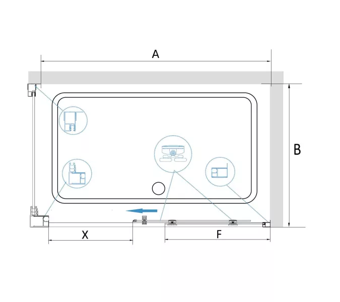 Душевой уголок RGW CL-48B (CL-14B + Z-050-1B), Цвет стекла: прозрачное, Цвет профиля (вариация): Черный, Выбрать размер: 160x100, изображение 11