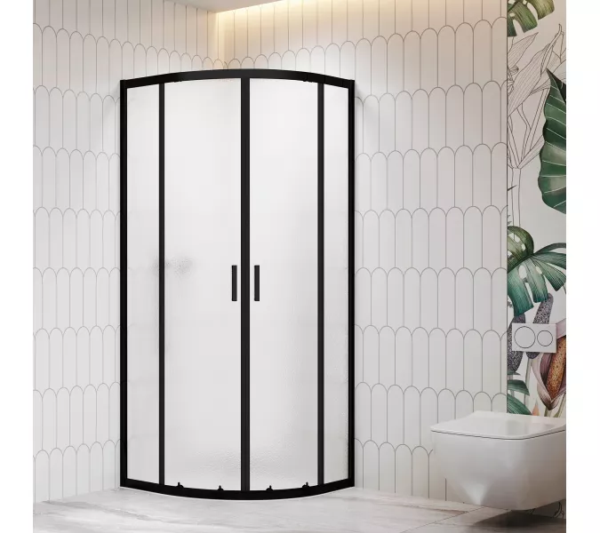 Душевой уголок RGW CL-56B рифленое/черный, Цвет стекла: рифленое, Цвет профиля: Черный, Выбрать размер: 900x900, изображение 3