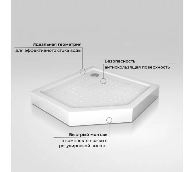 Душевой поддон трапеция RGW LUX/TN-TR (Литой экран)  90х90, Тип поддона: Низкий, Выбрать размер: 900х900, изображение 4