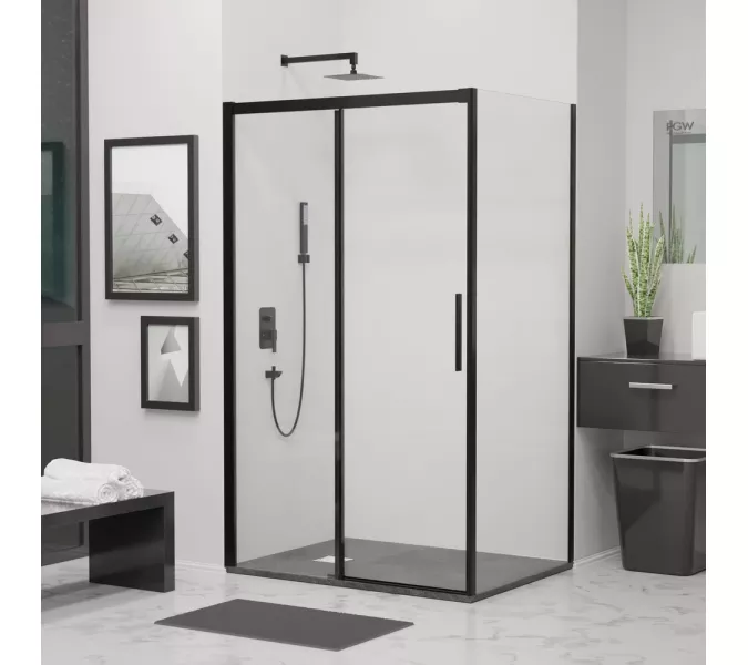 Душевой уголок RGW LE-41B (LE-12B + Z-050-2B), Цвет стекла: прозрачное, Цвет профиля (вариация): Черный, Выбрать размер: 2000x800, изображение 3