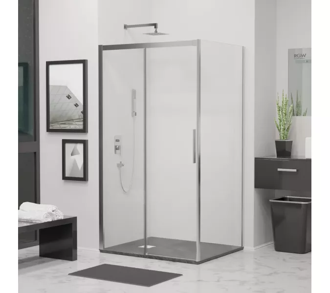 Душевой уголок RGW LE-41 (LE-12 + Z-050-2) прозрачное/хром, Цвет стекла: прозрачное, Цвет профиля: Хром, Выбрать размер: 1000x900, изображение 3