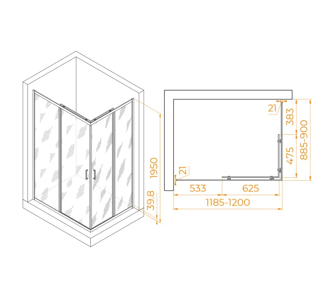 Душевой уголок RGW PA-040, Цвет стекла: прозрачное, Цвет профиля (вариация): Хром, Выбрать размер: 900x1200, изображение 9