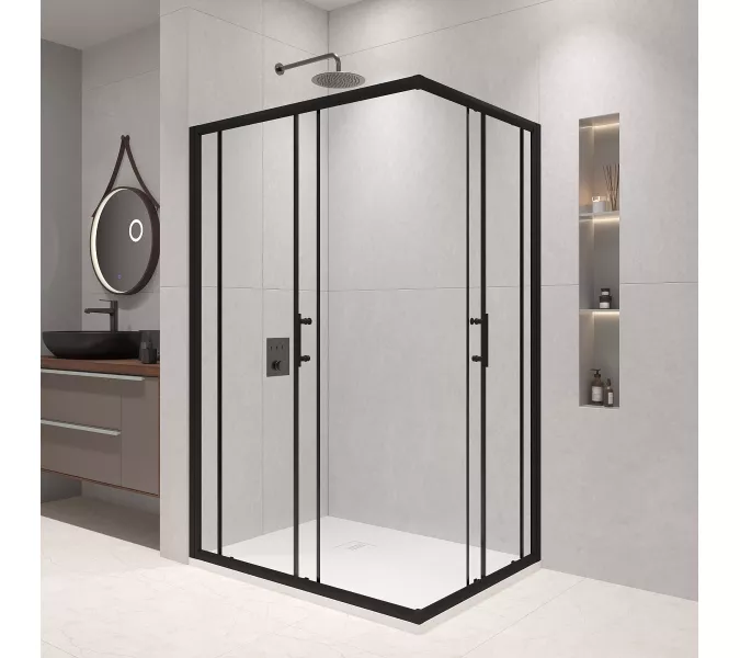 Душевой уголок RGW PA-146B, Цвет стекла: прозрачное, Цвет профиля (вариация): Черный, Выбрать размер: 80x100, изображение 3