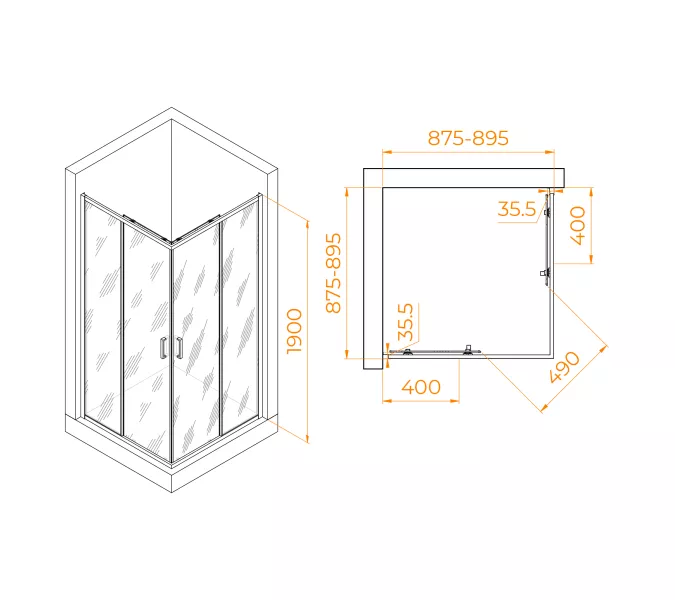 Душевой уголок RGW PA-31, Цвет стекла: прозрачное, Цвет профиля: Хром, Выбрать размер: 90х90, изображение 7