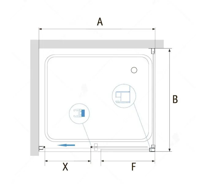 Душевой уголок RGW PA-76B (PA-016B + Z-050-2B), Цвет стекла: прозрачное, Цвет профиля (вариация): Черный, Выбрать размер: 1300x700, изображение 4