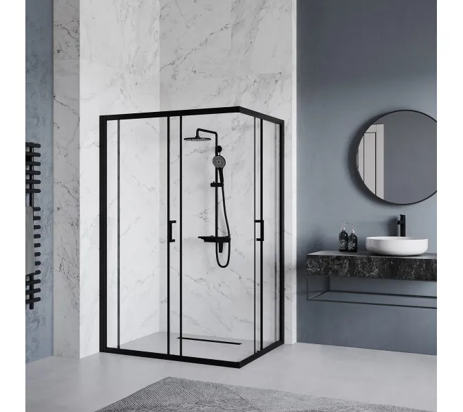 Душевой уголок RGW PA-246B, Цвет стекла: прозрачное, Цвет профиля (вариация): Черный, Выбрать размер: 80x100, изображение 3