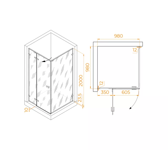 Душевой уголок RGW SV-030Gg, Цвет стекла: прозрачное, Цвет профиля: Серый, Выбрать размер: 1000x1000, изображение 5