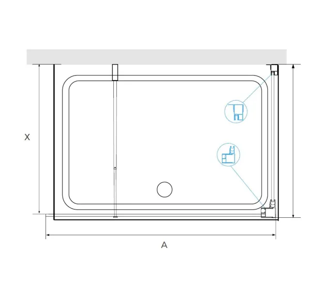 Душевой уголок RGW WA-005-1B (WA-002B+Z-060-2B), Цвет стекла: прозрачное, Цвет профиля (вариация): Черный, Выбрать размер: 700*800, изображение 3