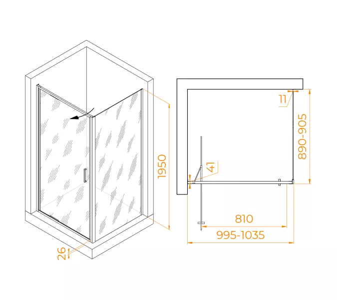 Душевой уголок RGW SV-145, Цвет стекла: прозрачное, Цвет профиля: Хром, Выбрать размер: 1000x900, изображение 9