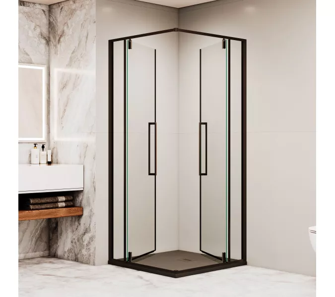 Душевой уголок RGW SV-33B прозрачное/черный, Цвет стекла: прозрачное, Цвет профиля: Черный, Выбрать размер: 80х80, изображение 2