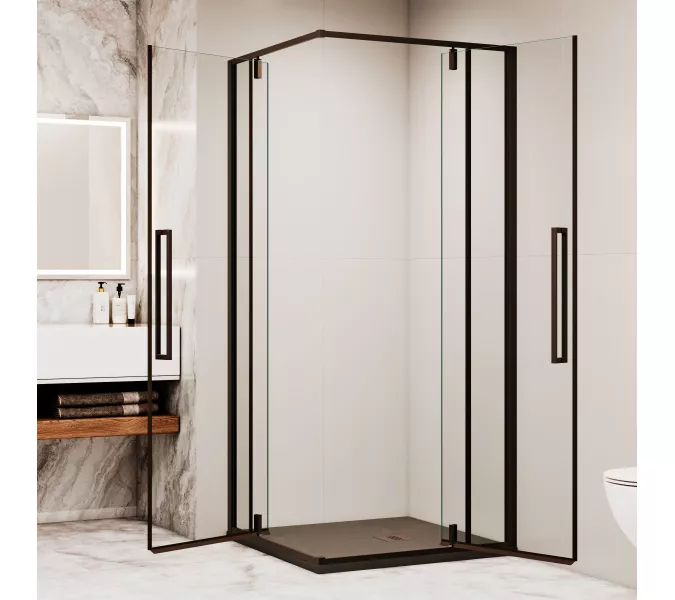 Душевой уголок RGW SV-33B прозрачное/черный, Цвет стекла: прозрачное, Цвет профиля: Черный, Выбрать размер: 90х90, изображение 3