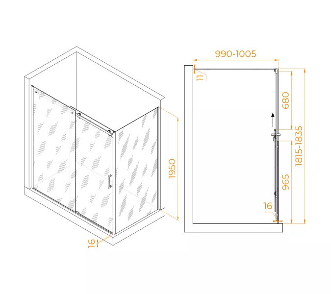 Душевой уголок RGW TO-44 (TO-14 + Z-050-2), Цвет стекла: прозрачное, Цвет профиля (вариация): Хром, Выбрать размер: 1800x1000, изображение 4