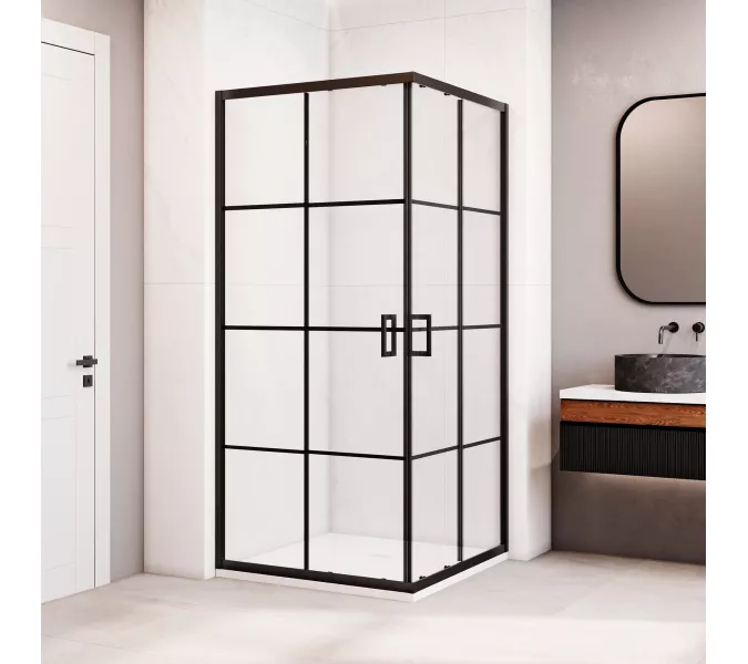 Душевой уголок RGW PA-34B, Цвет стекла: шелкография, Цвет профиля: Черный, Выбрать размер: 800x800, изображение 3