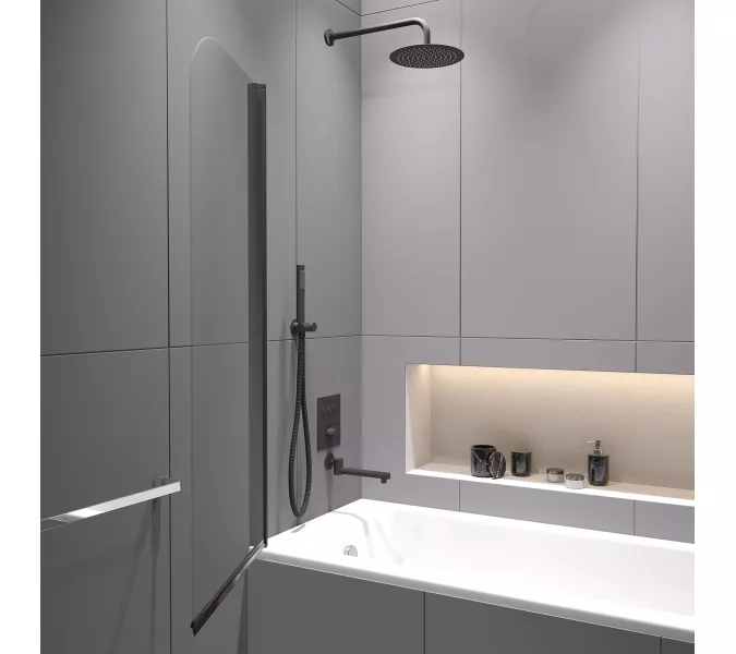 Шторка на ванну RGW SC-109B, Цвет стекла: прозрачное, Цвет профиля: Черный, Выбрать размер: 60, изображение 5