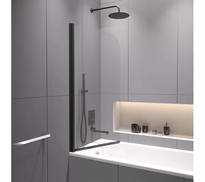 Шторка на ванну RGW SC-109B, Цвет стекла: прозрачное, Цвет профиля: Черный, Выбрать размер: 60, изображение 7
