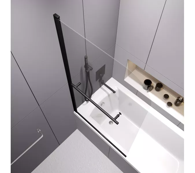 Шторка на ванну RGW SC-114B, Цвет стекла: прозрачное, Цвет профиля (вариация): Черный, Выбрать размер: 800, изображение 8