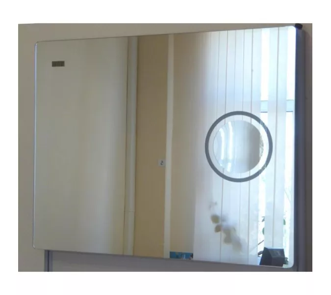 Зеркало Esbano с подсветкой + часы+ увел.линза  ES-3845KD 100х70, изображение 3