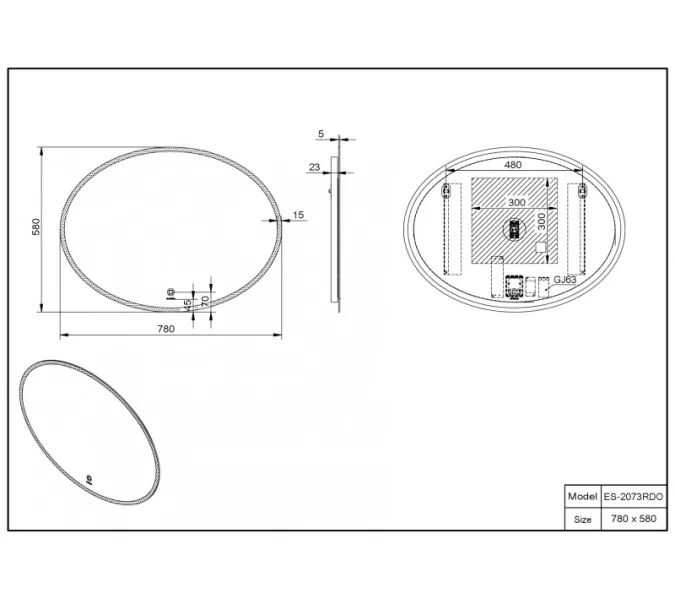 Зеркало со встроенной подсветкой Esbano ES-2073 RDO/KDO, Выбрать размер: 78, изображение 3