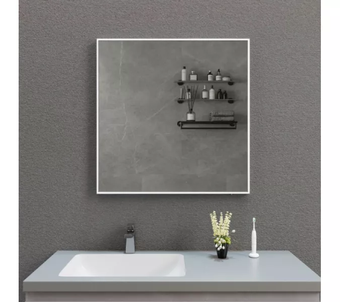 Зеркало со встроенной подстветкой  и подогревом ESBANO ES-3803 хром, Цвет профиля: Хром, Выбрать размер: 80х80, изображение 6