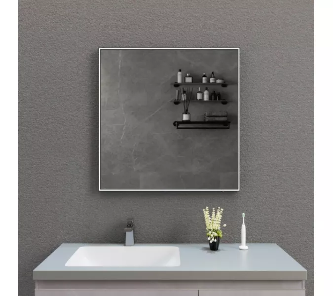 Зеркало со встроенной подстветкой и подогревом ESBANO ES-3803 черный, Цвет профиля: Черный, Выбрать размер: 80х80, изображение 6