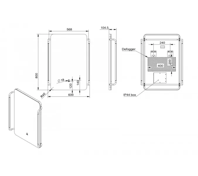 Зеркало со встроенной подсветкой ESBANO ES-3732H2D, изображение 4
