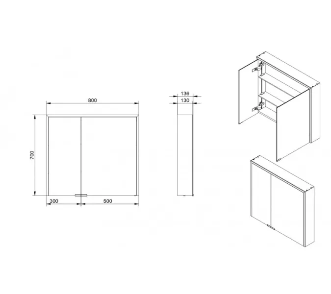 Зеркальный шкаф ESBANO с подсветкой ES-5008NS, изображение 3