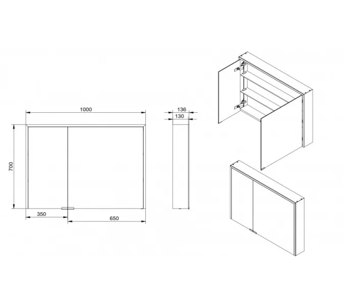 Зеркальный шкаф ESBANO с подсветкой ES-5010NS, изображение 3