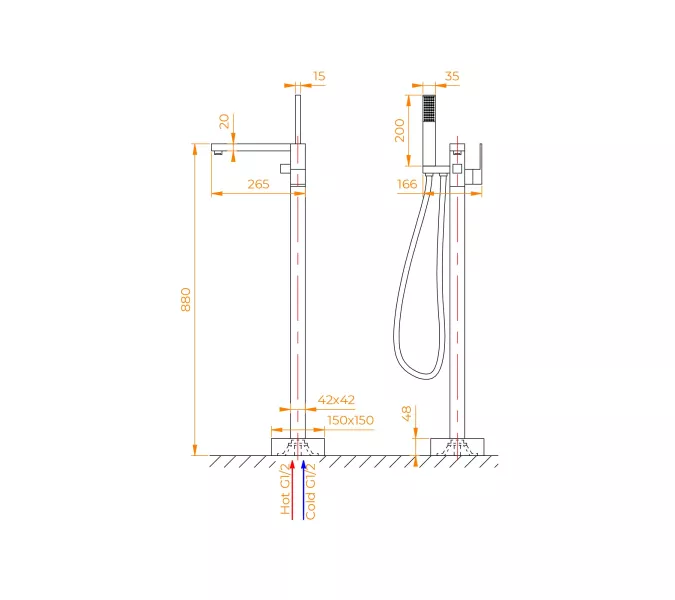 Смеситель напольный RGW SP-350, Цвет профиля (вариация): Хром, изображение 3