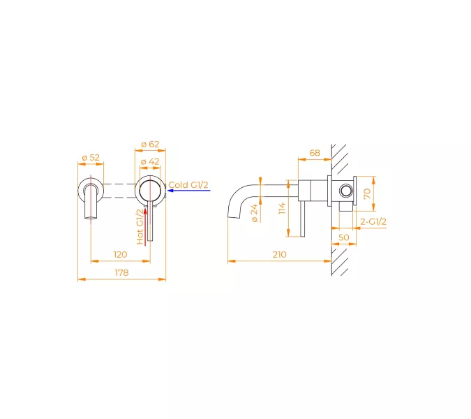 Смеситель встраиваемый с изливом RGW SP-47, Цвет профиля: Хром, изображение 5