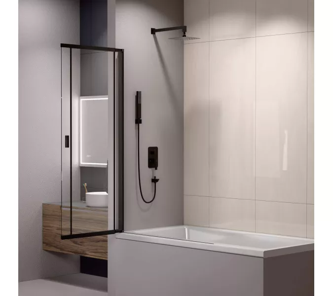 Шторка на ванну RGW SC-40B, Цвет стекла: прозрачное, Цвет профиля: Черный, Выбрать размер: 100, изображение 3