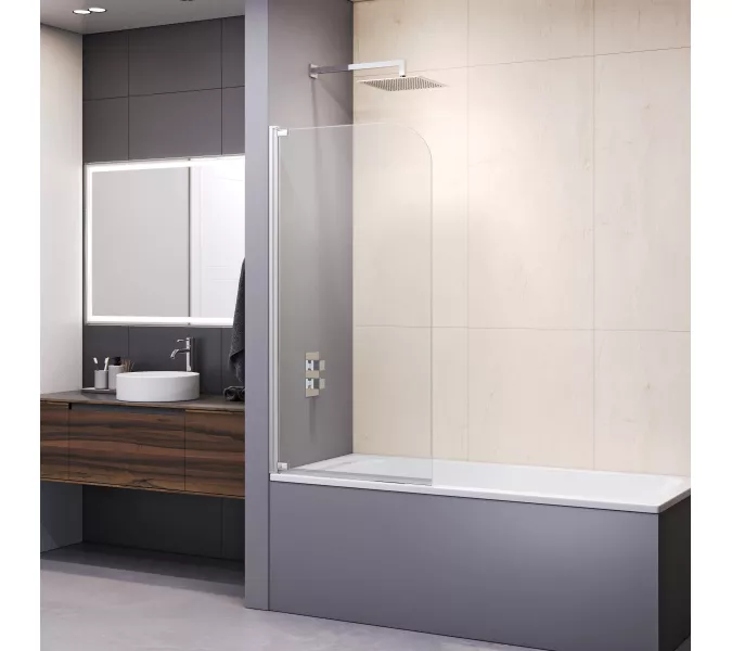 Шторка на ванну RGW SC-01, Цвет стекла: прозрачное, Цвет профиля: Хром, Выбрать размер: 80, изображение 6