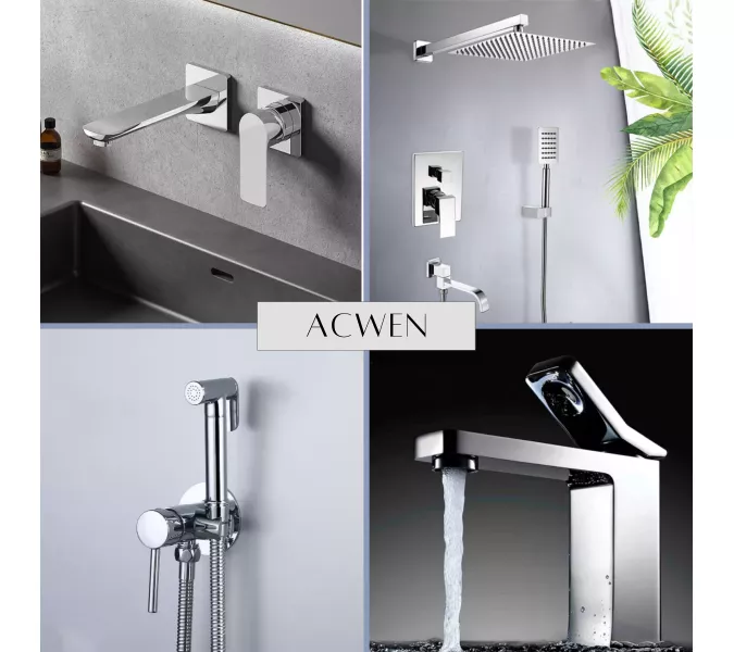 Смеситель для раковины скрытого монтажа ACWEN 6614A , хром, Выбрать цвет: Хром, изображение 16