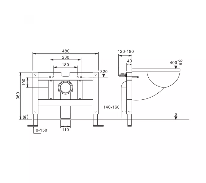 Инсталляция ABBER AC0101P для подвесного унитаза с импульсным смывом, изображение 4