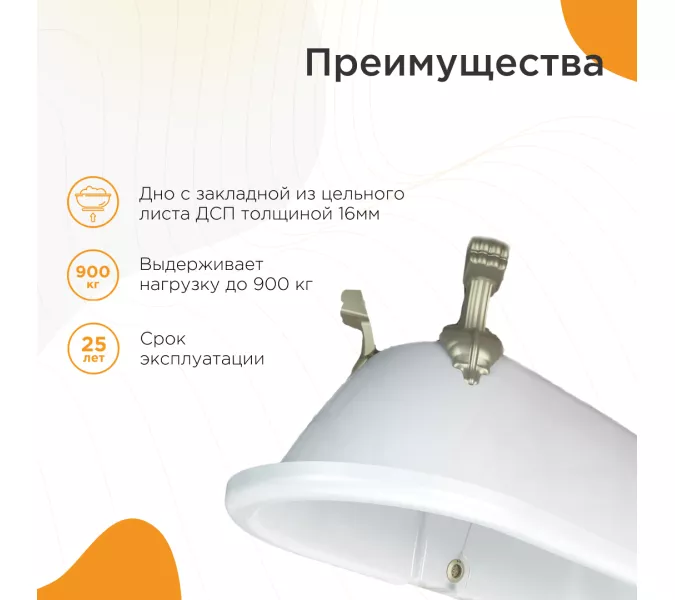 Ванна акриловая  RADOMIR Леонесса на ножках Лилия золото 175х80, Выбрать цвет: Золото, изображение 4