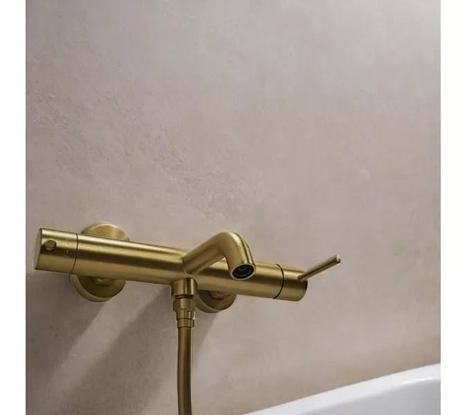 Смеситель для ванны с душем AVS Slimmer брашированное золото, Выбрать цвет: Брашированное золото, изображение 11