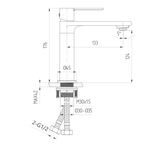 Смеситель для раковины AVS Elegant 811-400-BN брашированный никель, Выбрать цвет: Брашированный никель, изображение 2