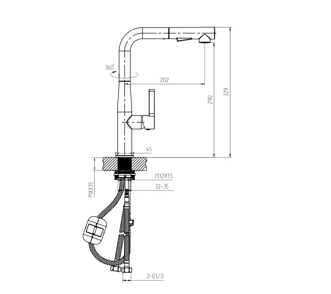 Смеситель для кухни AVS 811-191-BG брашированное золото, Выбрать цвет: Золото, изображение 2