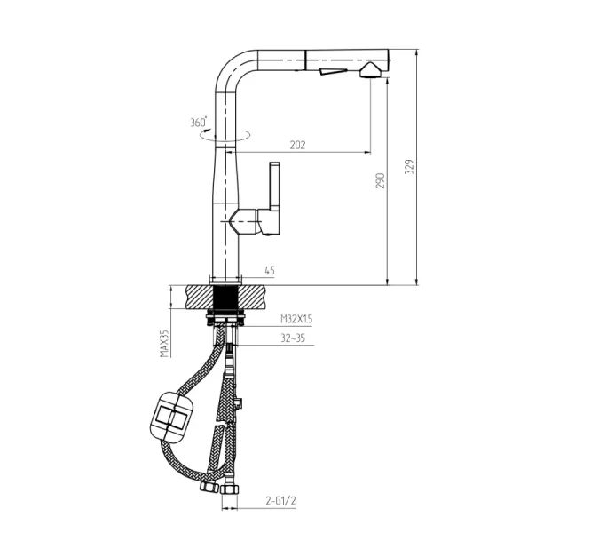 Смеситель для кухни AVS 811-191-CR хром, Выбрать цвет: Хром, изображение 2