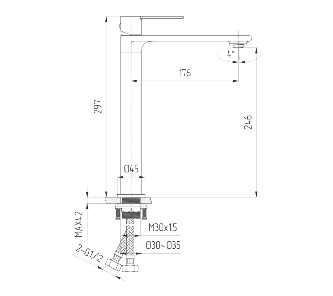Смеситель для раковины AVS Elegant 811-401-BN брашированный никель, Выбрать цвет: Брашированный никель, изображение 2