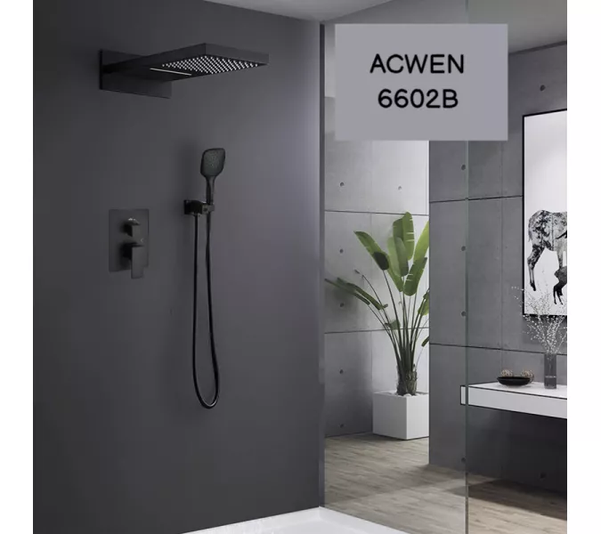 Душевая система ACWEN 6602B скрытого монтажа, Выбрать цвет: Чёрный