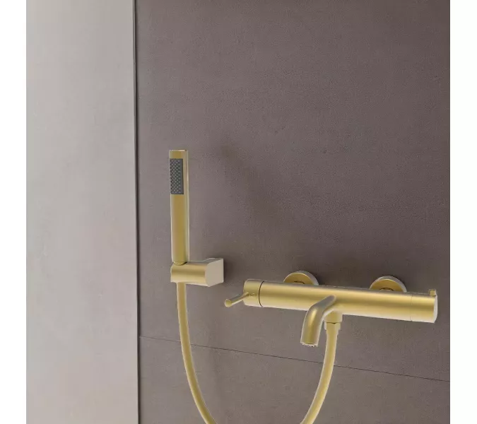 Смеситель для ванны с душем AVS Slimmer брашированное золото, Выбрать цвет: Брашированное золото, изображение 6