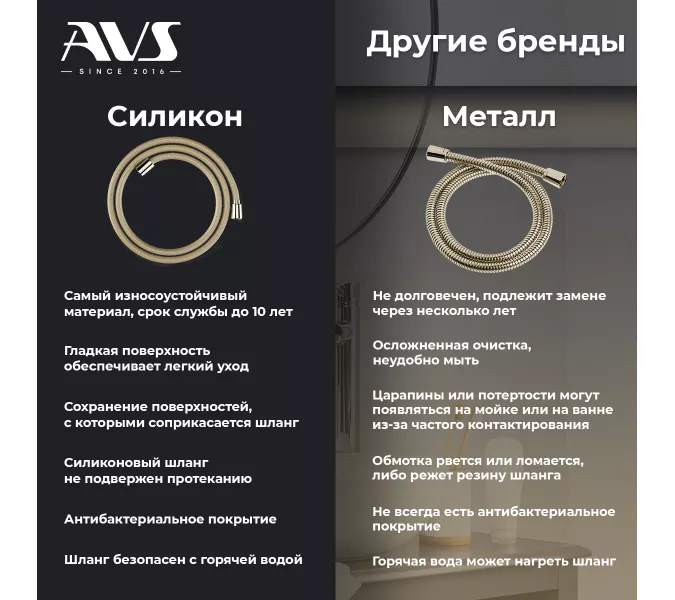 Душевая стойка AVS Elegant брашированное золото, изображение 7