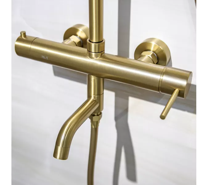 Душевая стойка AVS Slimmer брашированное золото, Выбрать цвет: Брашированное золото, изображение 9