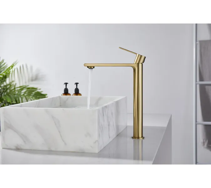 Смеситель для раковины AVS Elegant высокий, брашированное золото, Выбрать цвет: Брашированное золото, изображение 8