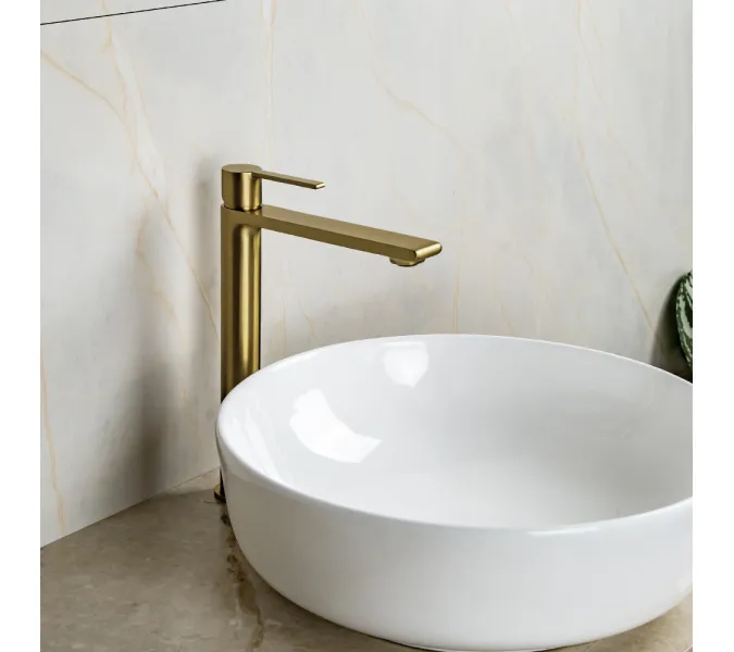 Смеситель для раковины AVS Elegant высокий, брашированное золото, Выбрать цвет: Брашированное золото, изображение 9