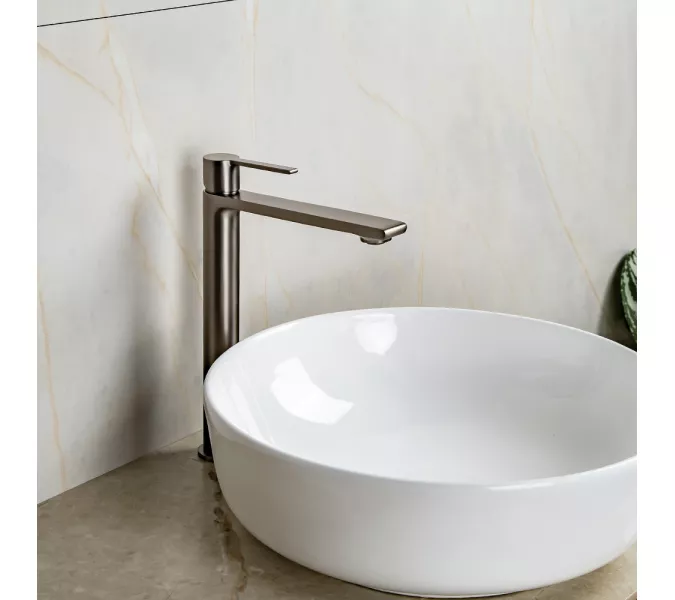 Смеситель для раковины AVS Elegant высокий, оружейная сталь, Выбрать цвет: Оружейная сталь, изображение 7