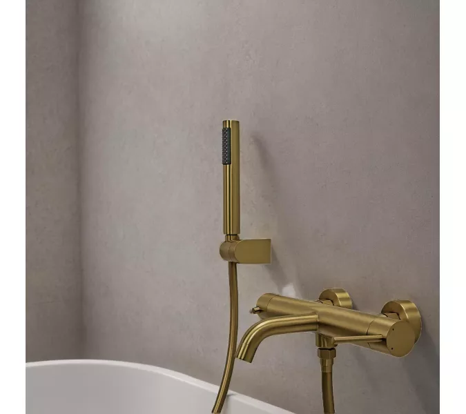 Смеситель для ванны с душем AVS Slimmer брашированное золото, Выбрать цвет: Брашированное золото, изображение 7