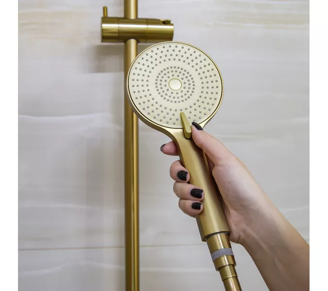 Душевая стойка AVS Slimmer брашированное золото, Выбрать цвет: Брашированное золото, изображение 13