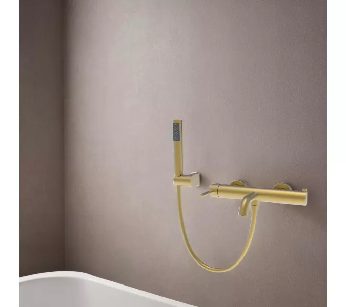 Смеситель для ванны с душем AVS Slimmer брашированное золото, Выбрать цвет: Брашированное золото, изображение 8